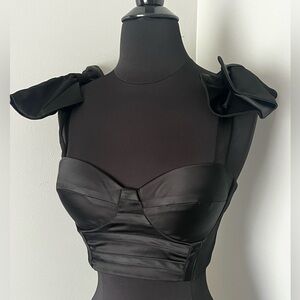 NWT House of CB Black Satin Bustier Top